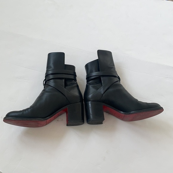Christian Louboutin Black Ankle Boots with Red Soles - Picture 7 of 12